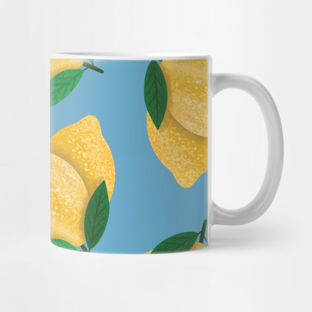 Lemon Pattern Blue Background by TheMoodyDecor